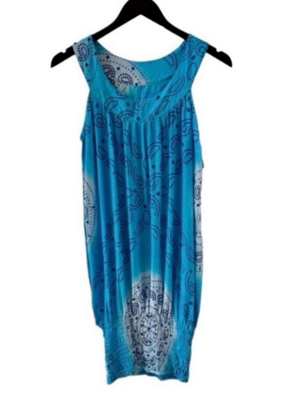 coolchange Blue and White Print Sleeveless Scoop Neck Swim Coverup Size S/M